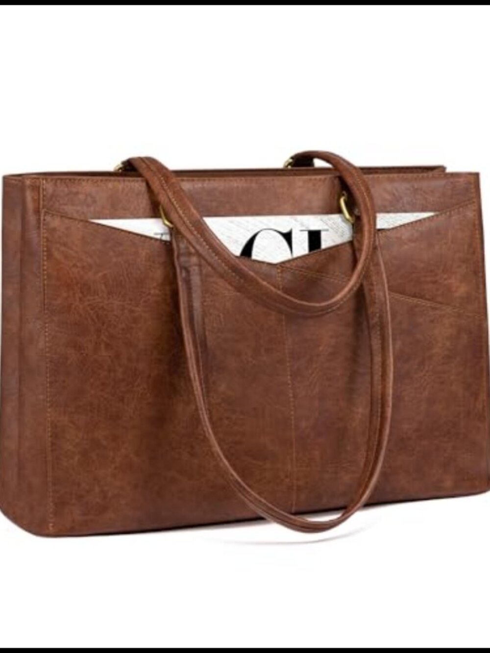 Laptop Tote Bag for Women PU Leather Work Computer Briefcase 15.6 inch